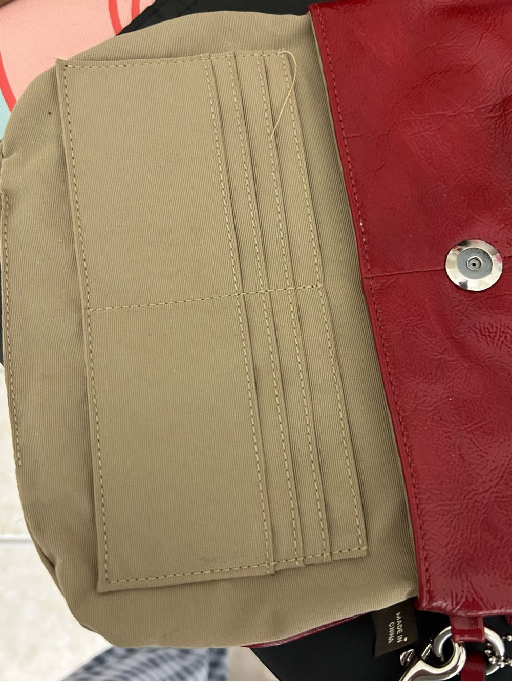 Coach Red Leather Pleated Clutch with Signature Button, with hang tag. EUC - Picture 6 of 7